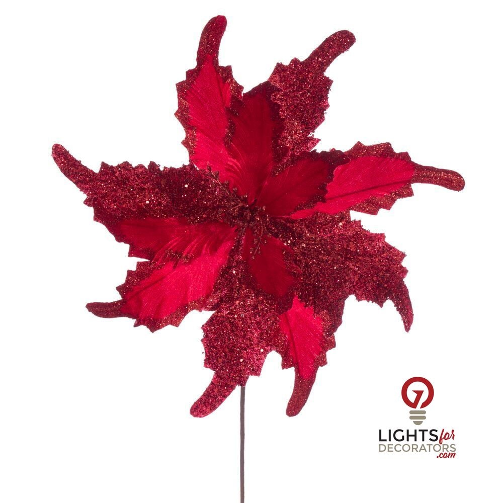 20" Grand Velvet 18" Flower - Set of 2 - Red