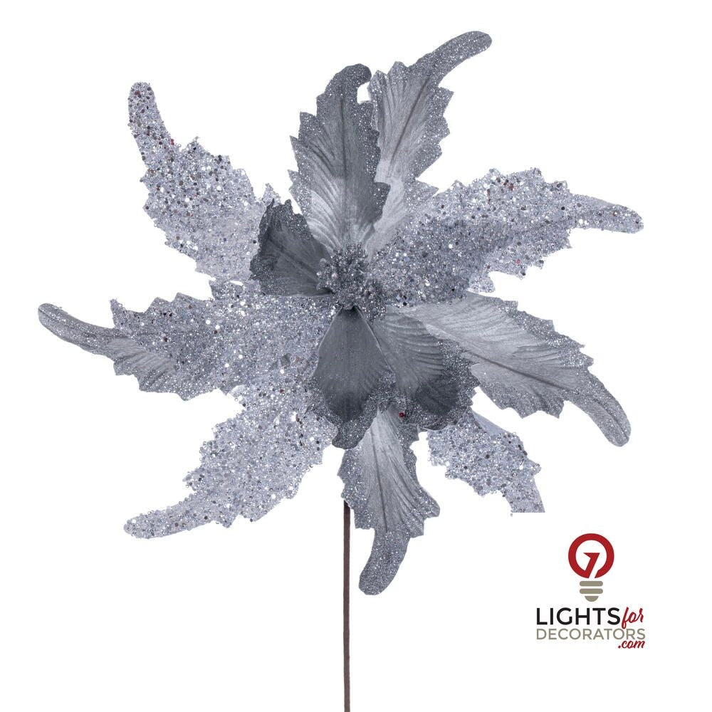 20" Grand Velvet 18" Flower - Set of 2 - Silver