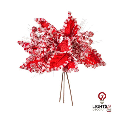20" Red/White Holly Leaf Curly Spray - Set of 3 — alternate view