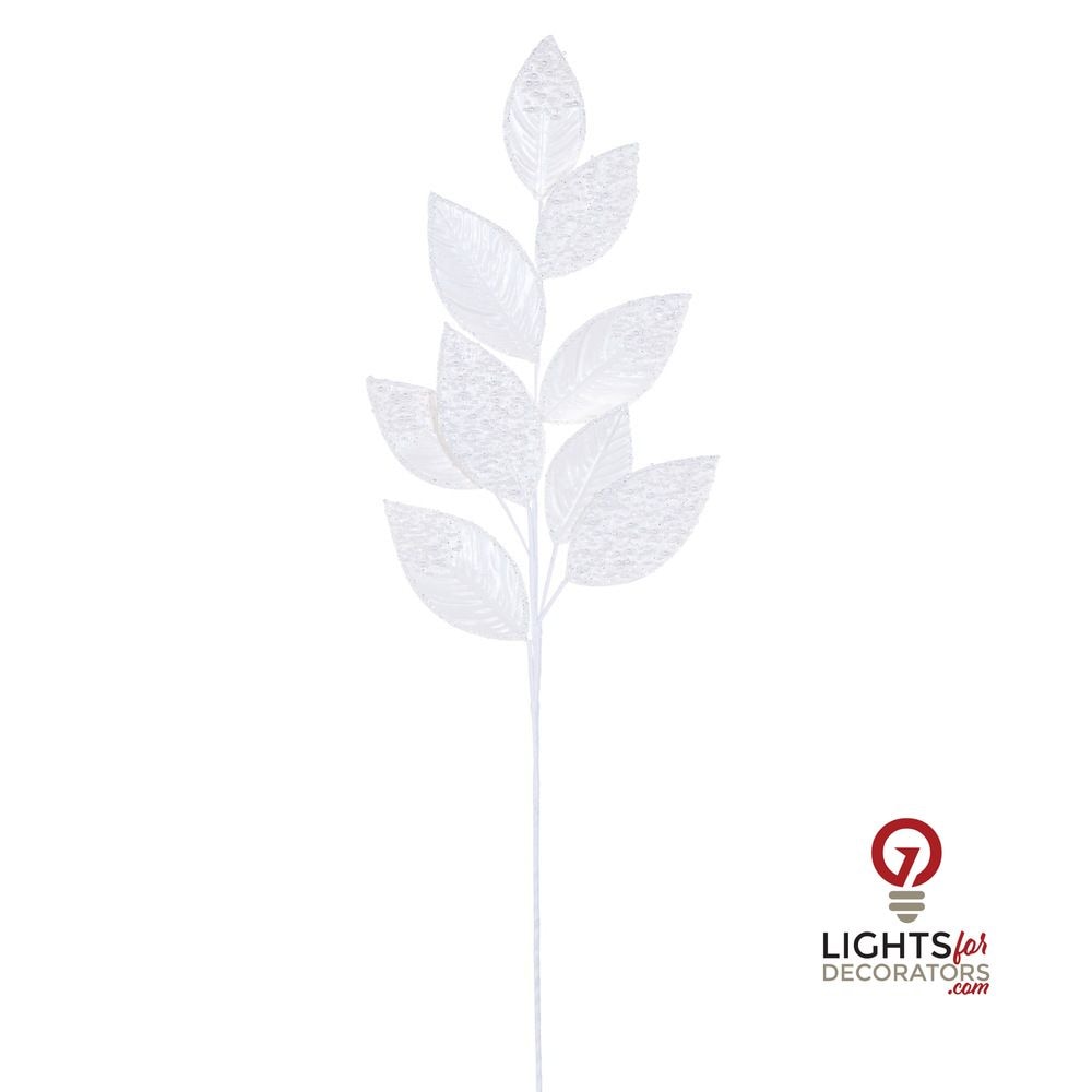 32" White Faux Leather Pearl Spray - Set of 2