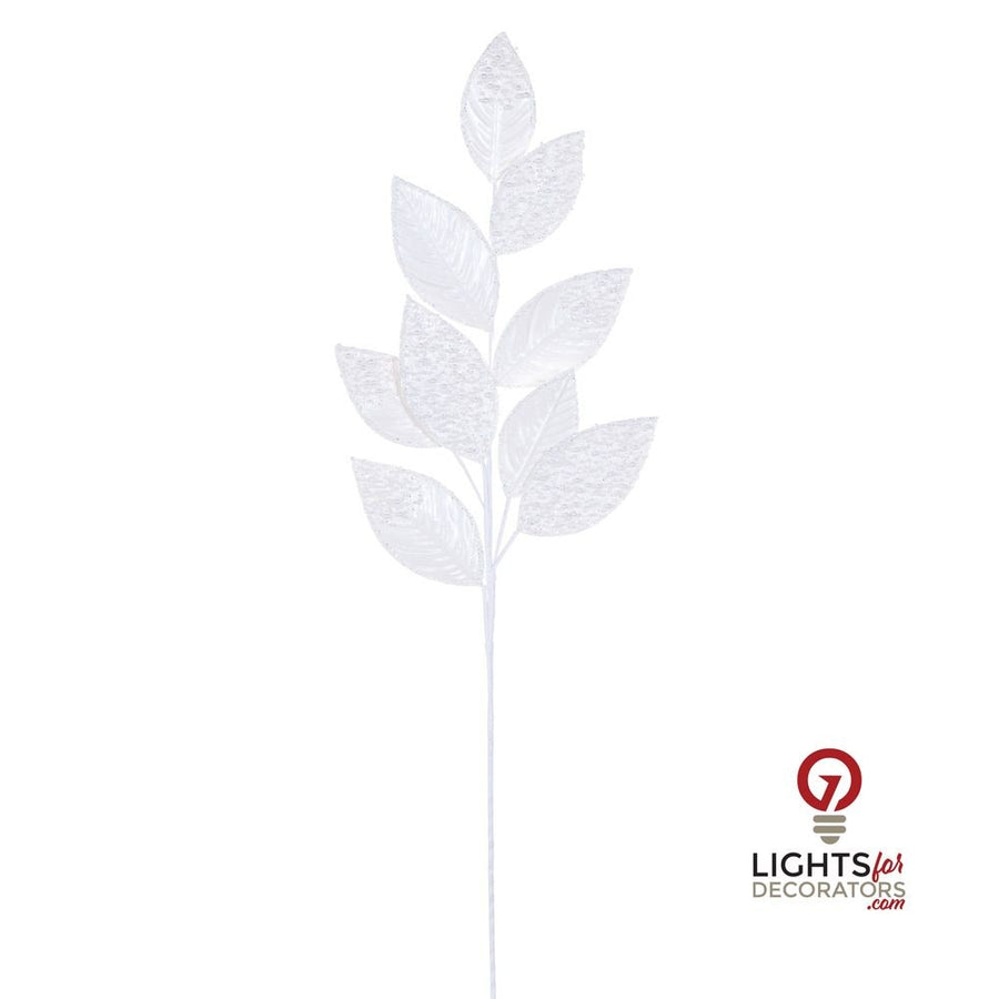 32" White Faux Leather Pearl Spray - Set of 2