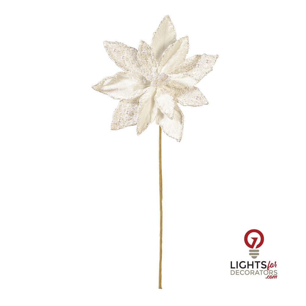 17" Velvet Stem 11" Flower - Set of 2 - White