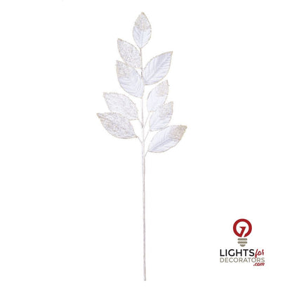 32" Velvet Pearl Leaf Spray - Set of 2 - White