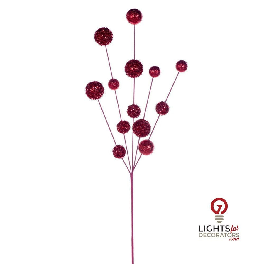 28" Glitter Ball Spray - Set of 2 - Red Red – Bag of 2