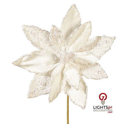 17" Velvet Stem 11" Flower - Set of 2 - White — alternate view