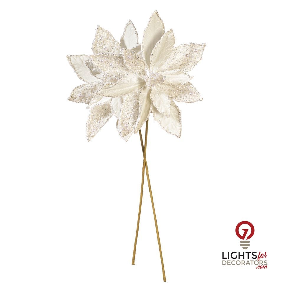 17" Velvet Stem 11" Flower - Set of 2 - White — alternate view