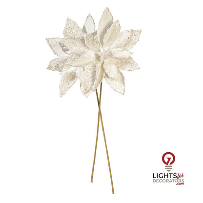 17" Velvet Stem 11" Flower - Set of 2 - White — alternate view