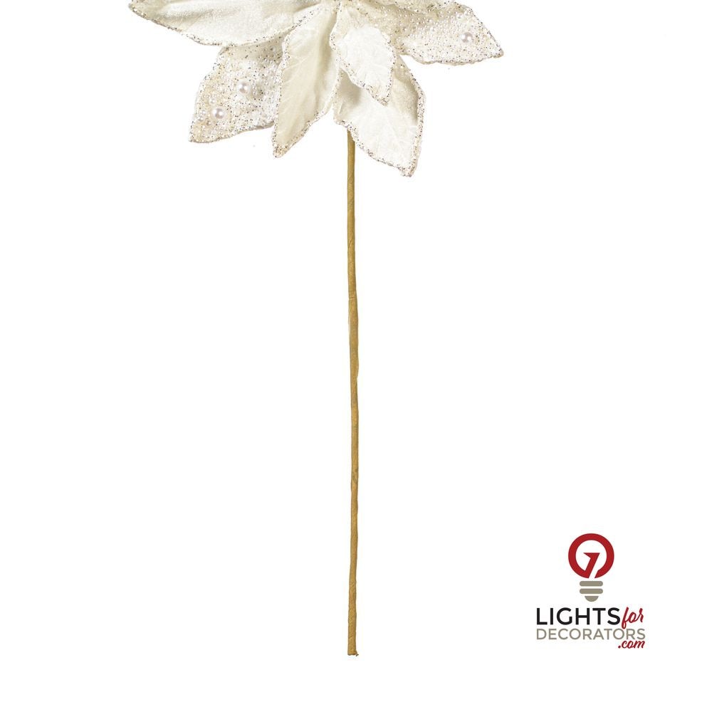 17" Velvet Stem 11" Flower - Set of 2 - White — alternate view