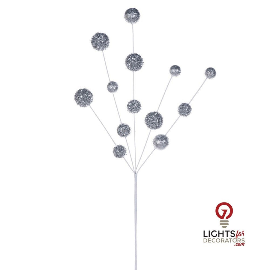 28" Glitter Ball Spray - Set of 2 - Silver Silver – Bag of 2