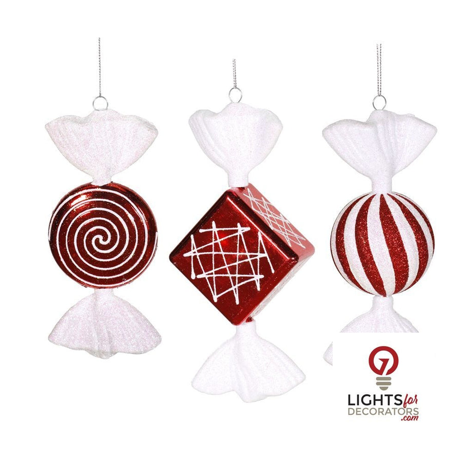 10" Peppermint Candy Ornament Assortment - Set of 3