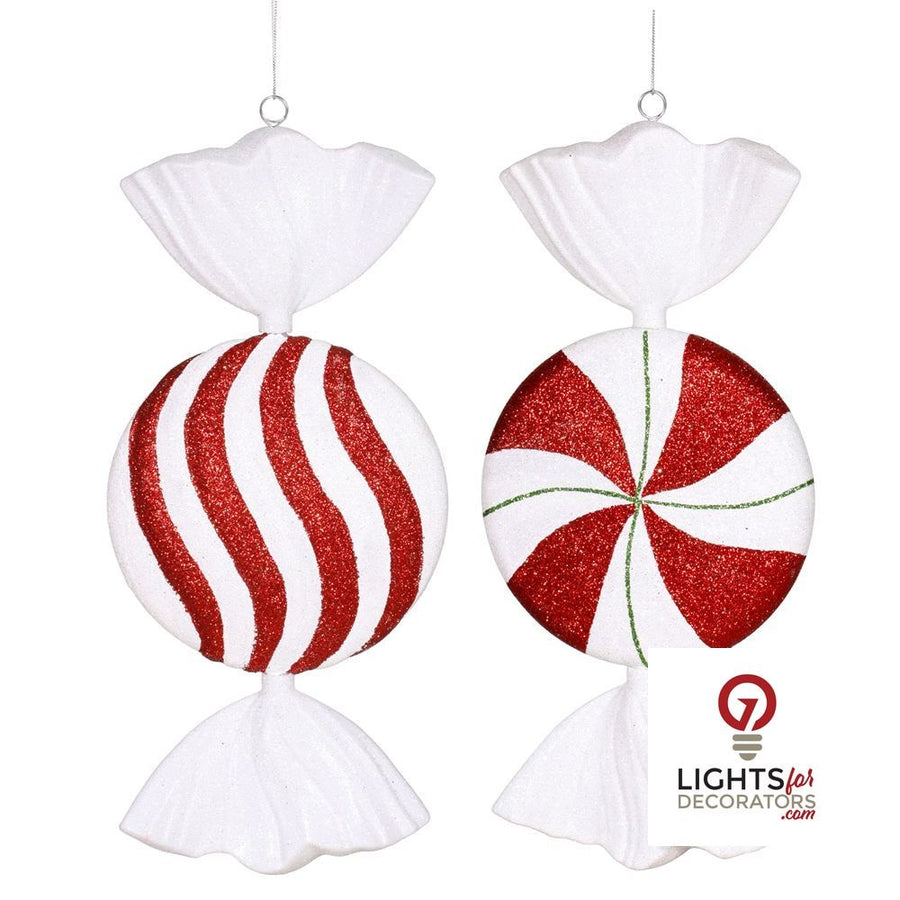 13" Peppermint Candy Ornament Assortment - Set of 2