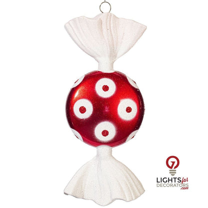 7" Candy Glitter Ornament - Red/White - Set of 3 — alternate view