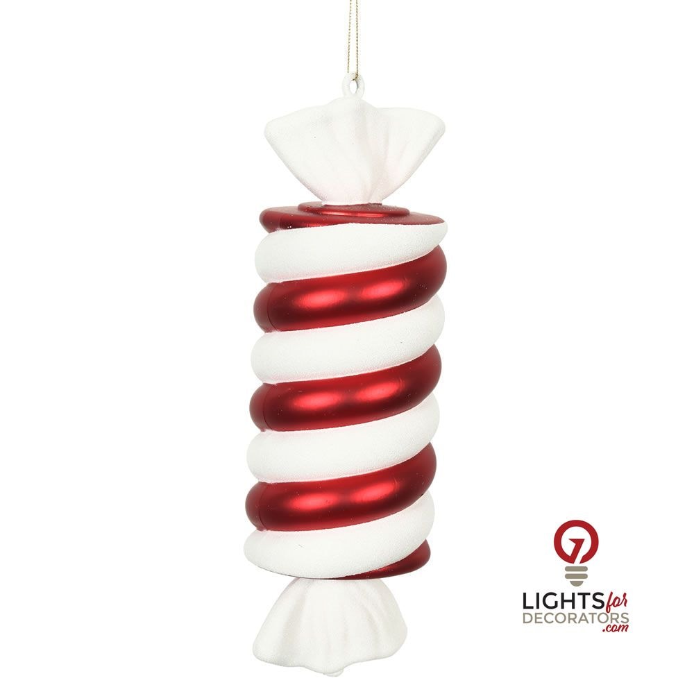12" Twisted Candy Ornament - Red/White - Set of 2