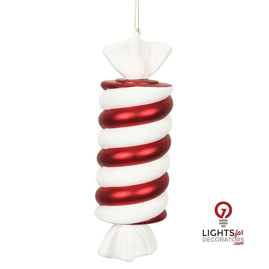 12" Twisted Candy Ornament - Red/White - Set of 2