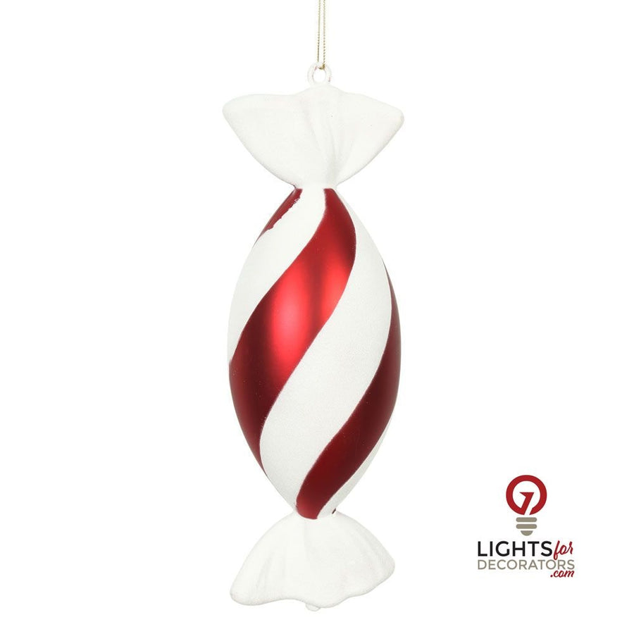 12" Swirl Drop Candy Ornament - Red/White - Set of 2