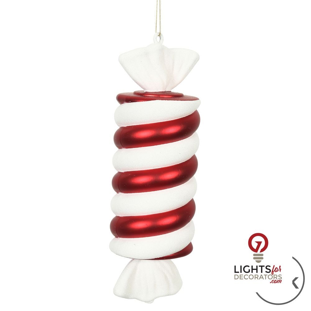 12" Twisted Candy Ornament - Red/White - Set of 2 — alternate view