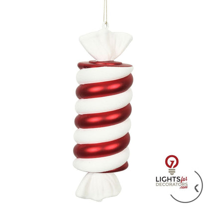 12" Twisted Candy Ornament - Red/White - Set of 2 — alternate view
