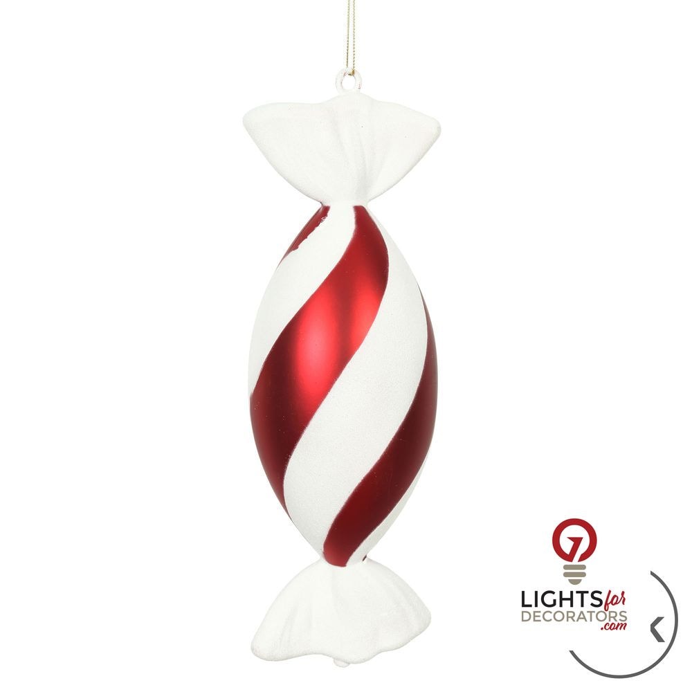 12" Swirl Drop Candy Ornament - Red/White - Set of 2 — alternate view