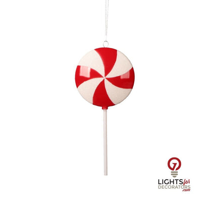 9" Flat Lollipop Ornament - Red - Set of 6