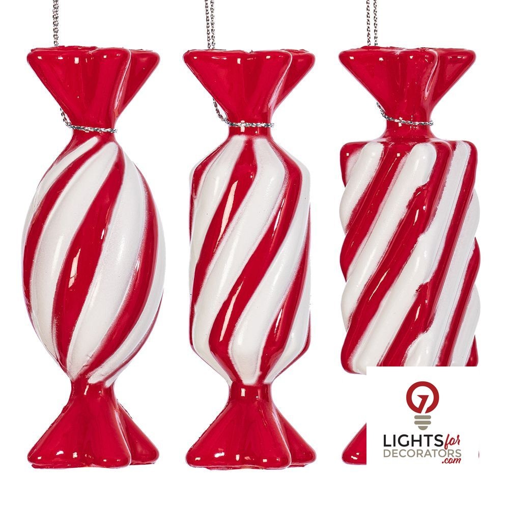 4" Red Swirl Candy Ornament Assortment - Set of 6