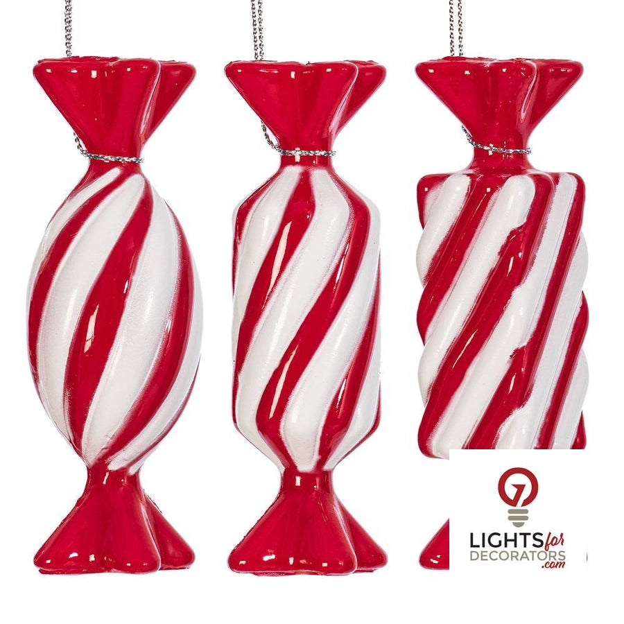 10" Red Swirl Candy Ornament Assortment - Set of 6