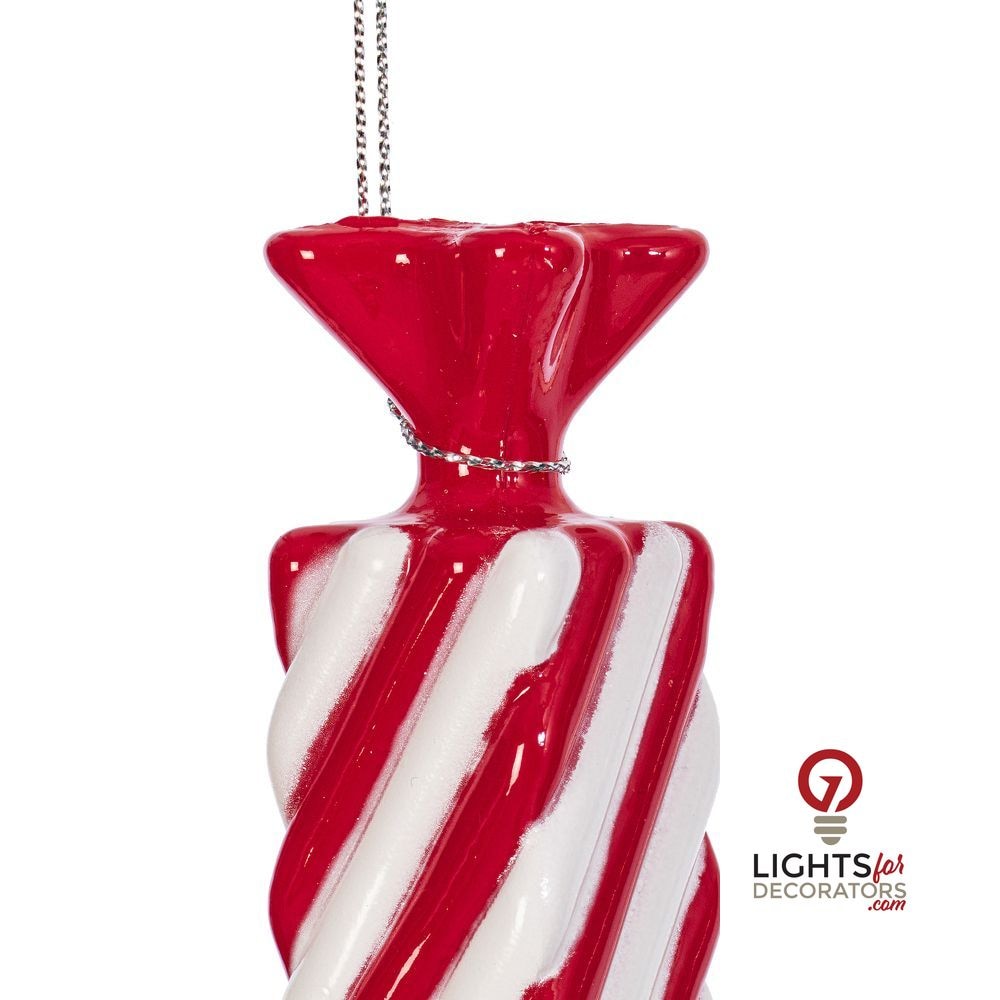 4" Red Swirl Candy Ornament Assortment - Set of 6 — alternate view