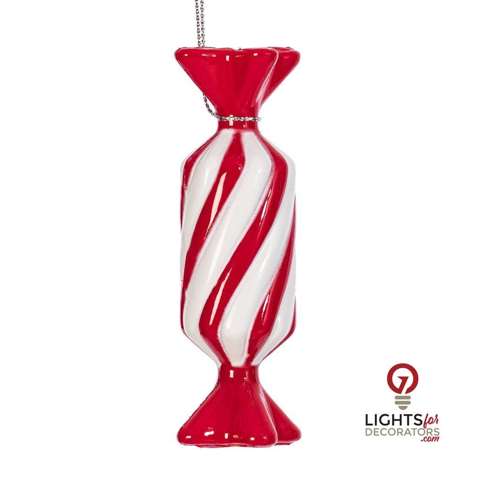 4" Red Swirl Candy Ornament Assortment - Set of 6 — alternate view
