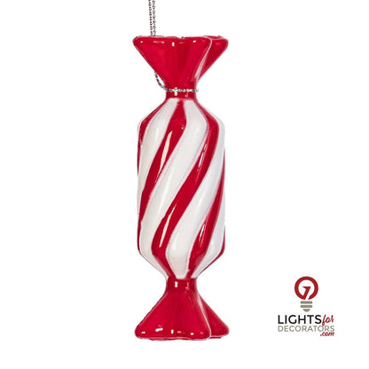 4" Red Swirl Candy Ornament Assortment - Set of 6 — alternate view