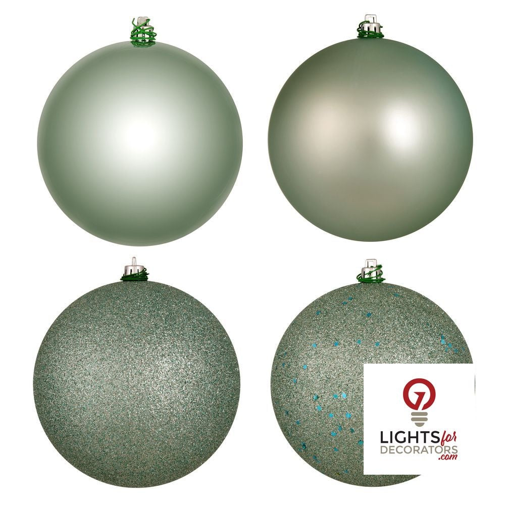 2.75" 4-Finish Shatterproof Ball Ornament Set - Frosty Mint - Set of 20