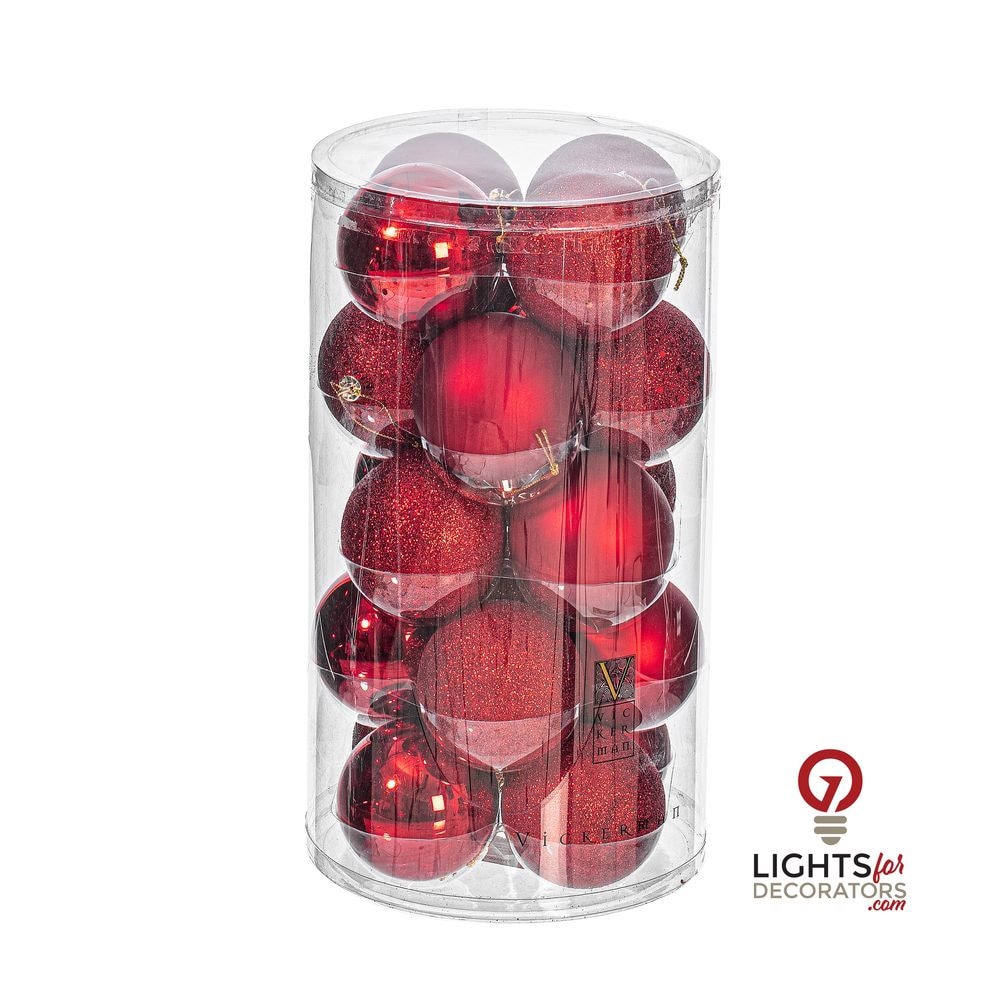 2.75" 4-Finish Shatterproof Ball Ornament Set - Red - Set of 20 — alternate view