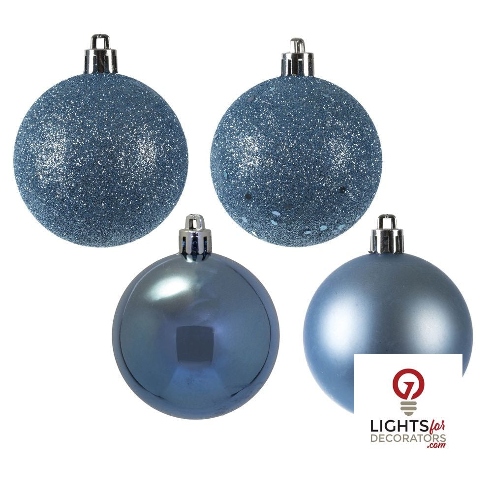2.75" 4-Finish Shatterproof Ball Ornament Set - Periwinkle - Set of 20