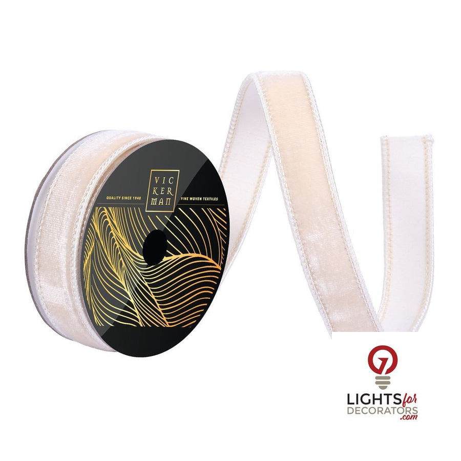 1" Ribbon - Velvet Dupion - 10 Yard Roll - Ivory Ivory