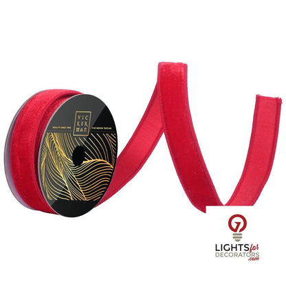 1" Ribbon - Velvet Dupion - 10 Yard Roll - Red
