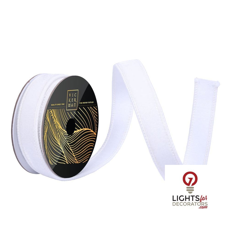 1" Ribbon - Velvet Dupion - 10 Yard Roll - White White