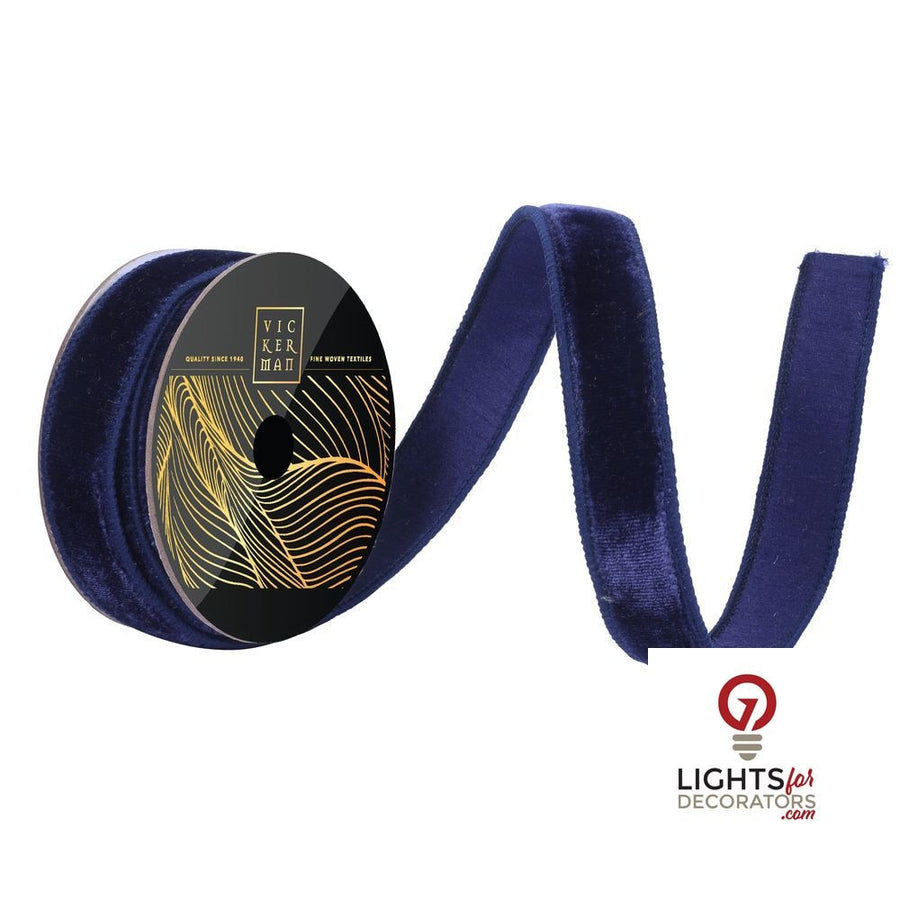 1" Ribbon - Velvet Dupion - 10 Yard Roll - Midnight Blue Midnight Blue