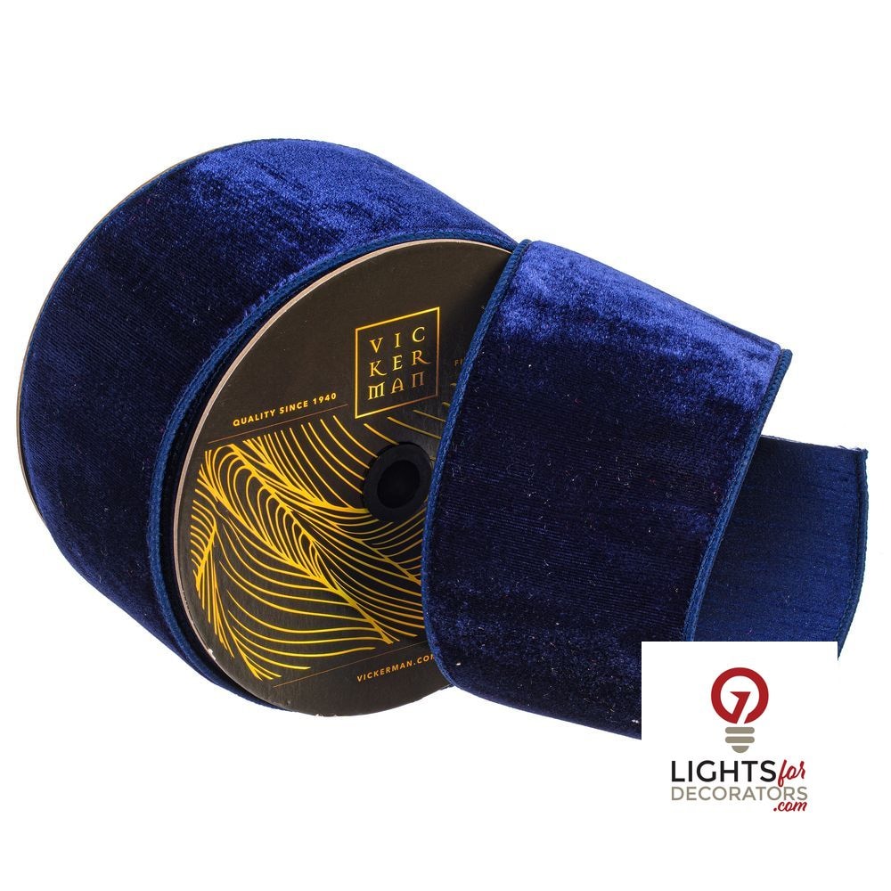 4" Ribbon - Velvet Dupion - 10 Yard Roll - Midnight Blue