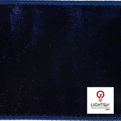 4" Ribbon - Velvet Dupion - 10 Yard Roll - Midnight Blue — alternate view