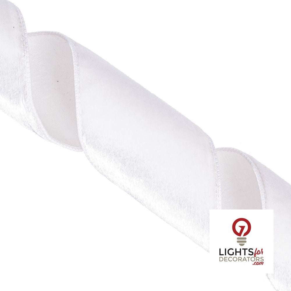 4" Ribbon - Velvet Luster - 10 Yard Roll - White — alternate view