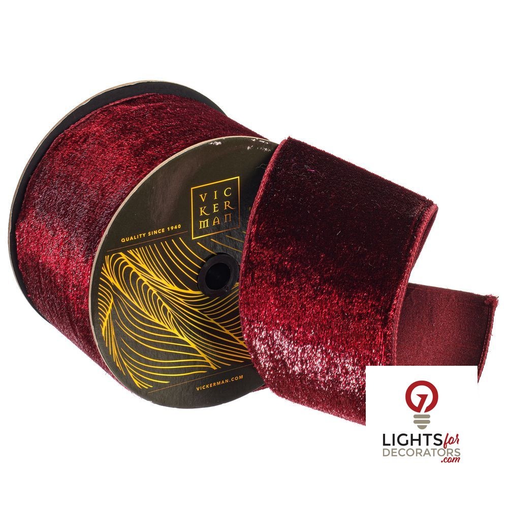 4" Ribbon - Velvet Luster - 10 Yard Roll - Burgundy