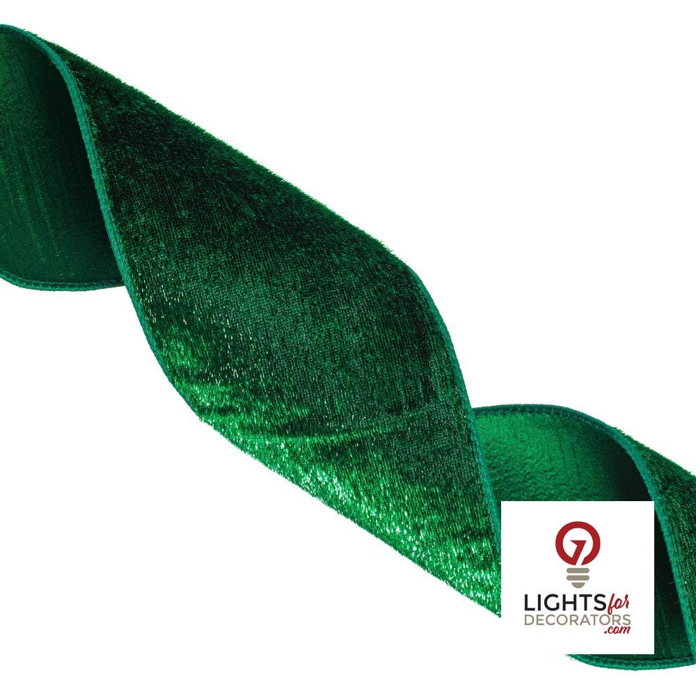 4" Ribbon - Velvet Luster - 10 Yard Roll - Emerald — alternate view