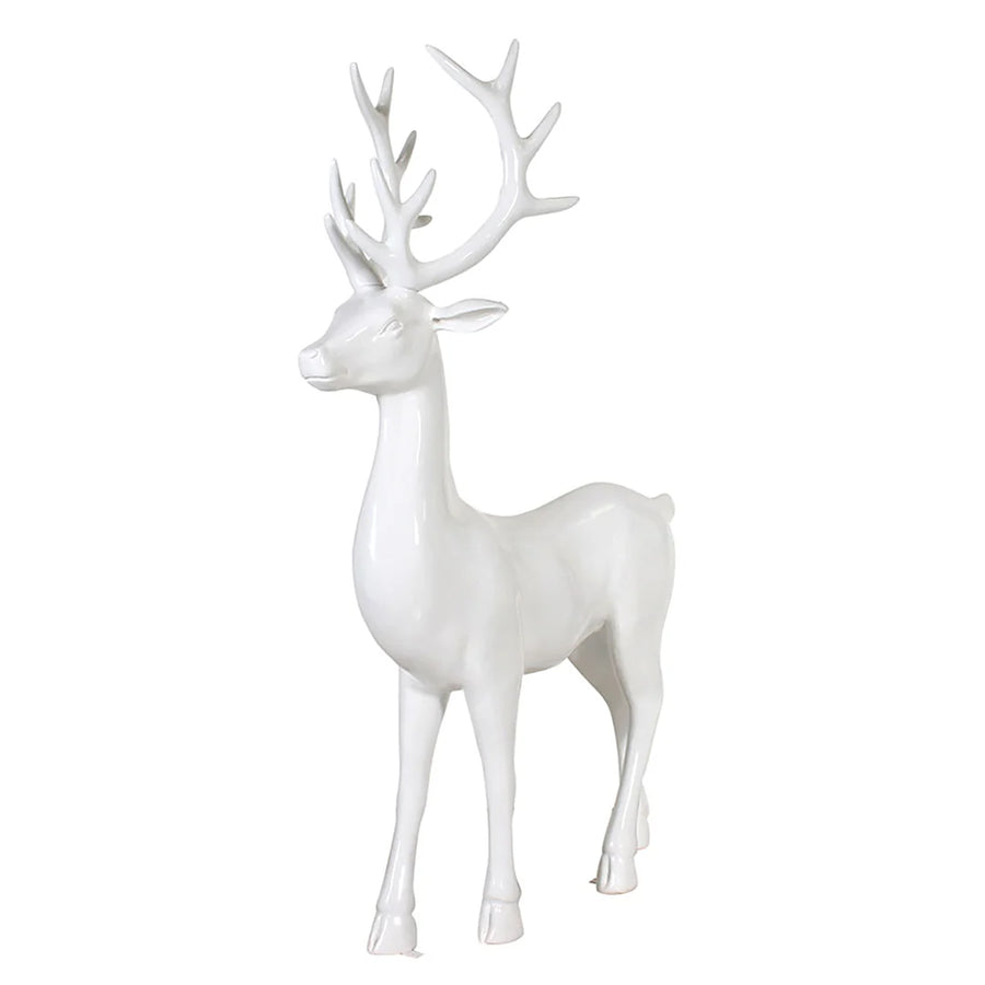 6' Elegant Standing Deer Resin Display - White