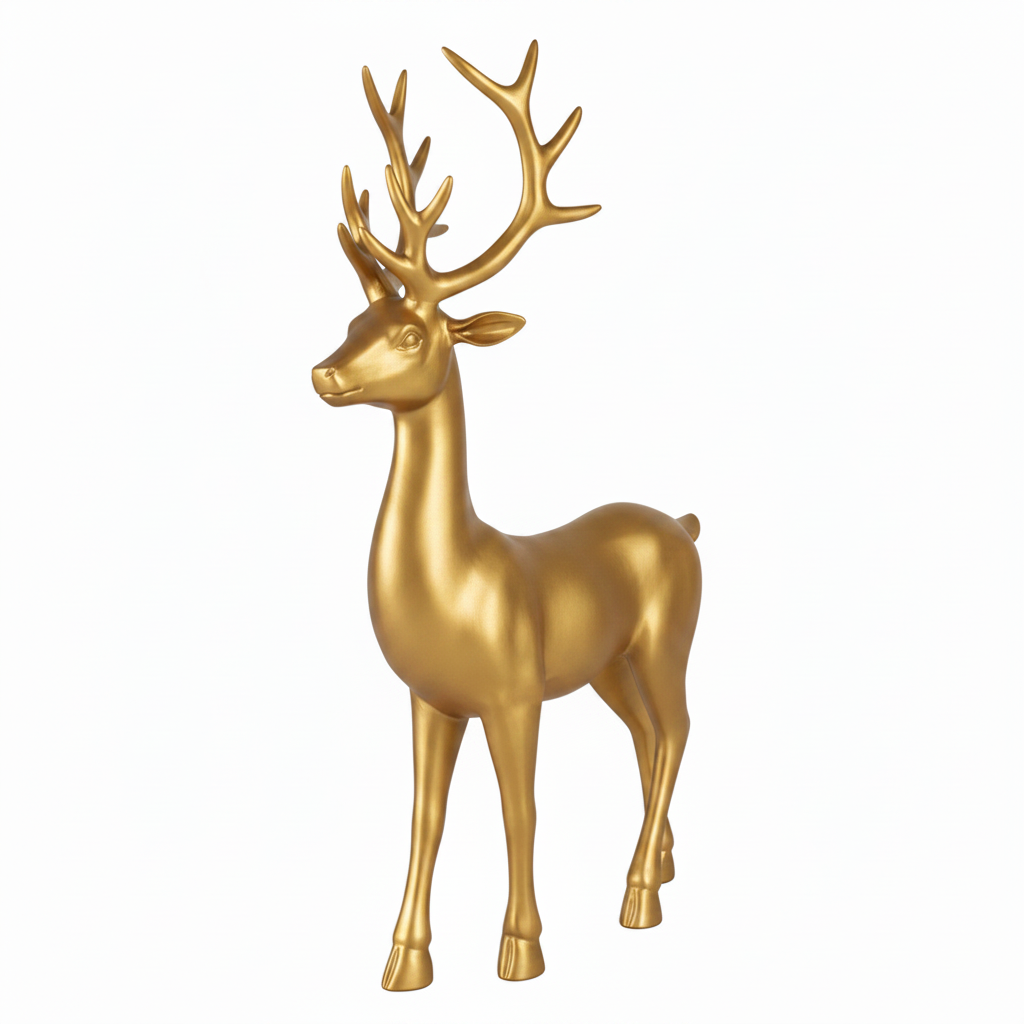 6' Elegant Standing Deer Resin Display - Gold Gold — view 1