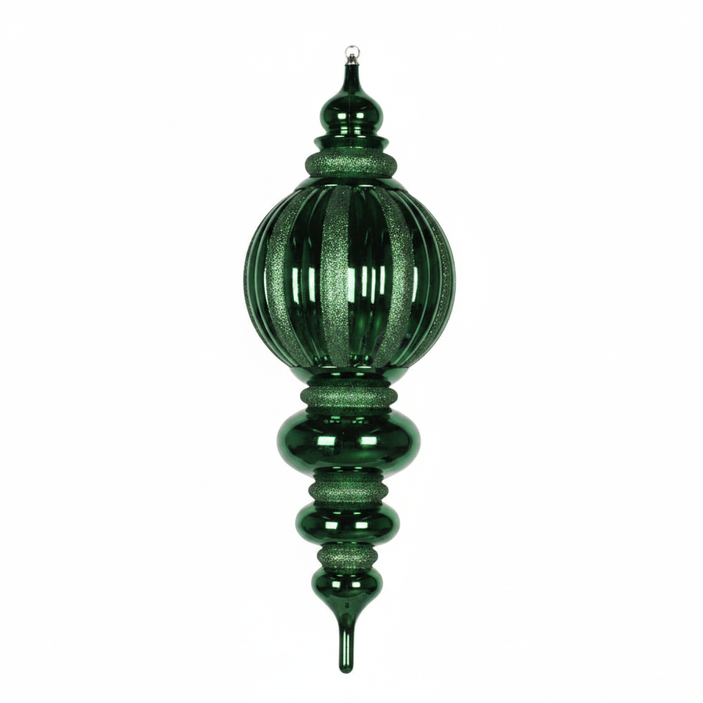 35" Shiny Glitter Finial Ornament - Green Green — view 1