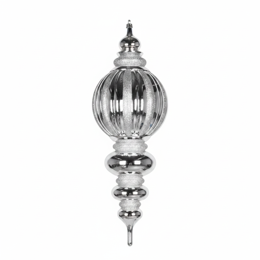35" Shiny Glitter Finial Ornament - Silver