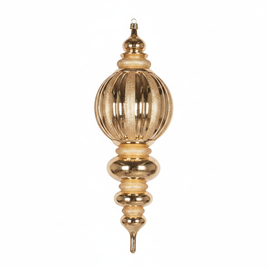 35" Shiny Glitter Finial Ornament - Champagne Champagne — view 1