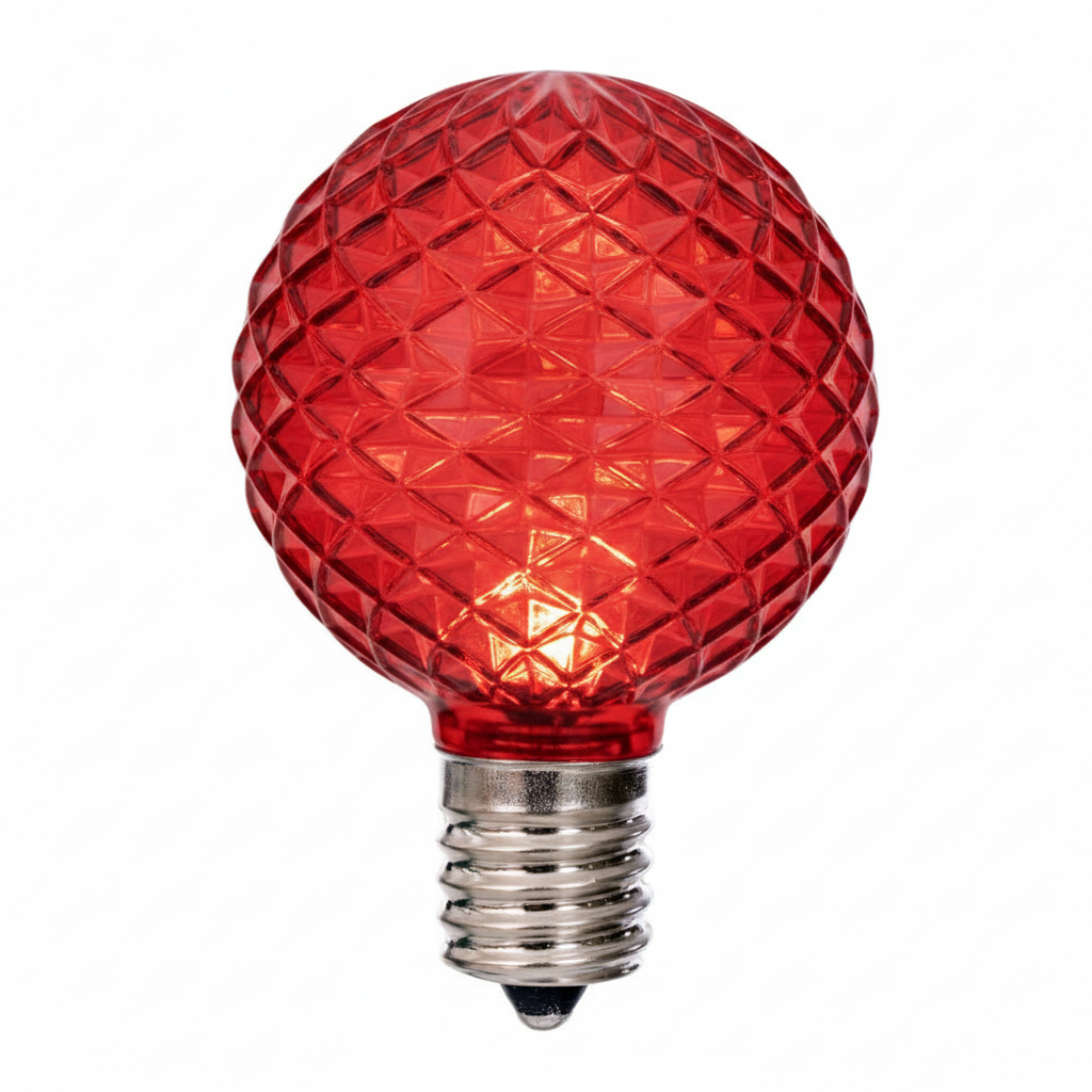 LED G50 Faceted Bulb - RED Red — view 1