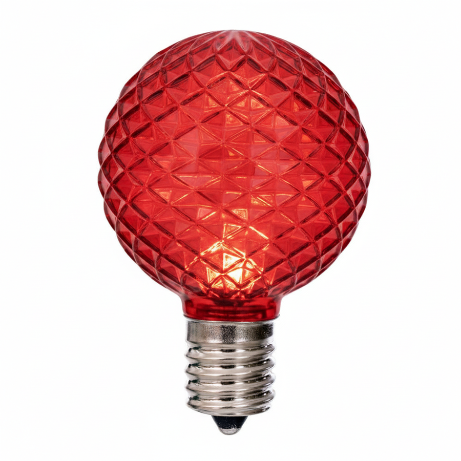 LED G50 Faceted Bulb - RED Red