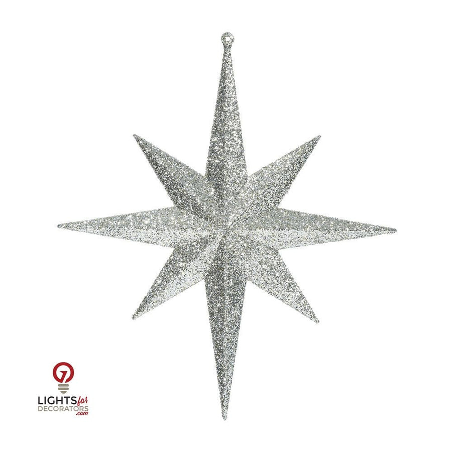 12" Glitter Bethlehem Star Ornament - Champagne - Set of 2 Champagne
