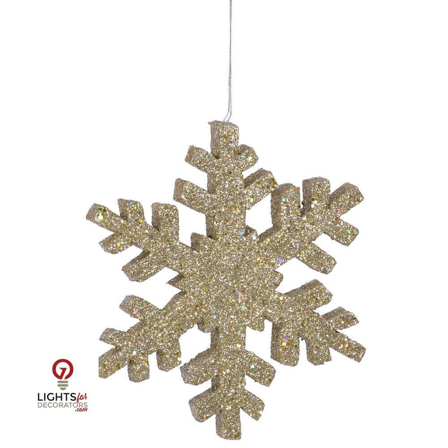 12" Outdoor Glitter Snowflake Ornament - Champagne Champagne- 12"