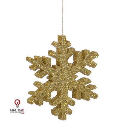 12" Outdoor Glitter Snowflake Ornament - Gold Gold- 12" — view 1